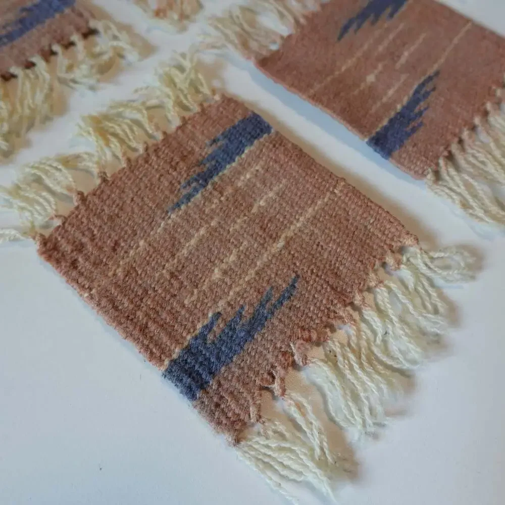 Set of 5 Southwestern Handwoven Wool Coasters